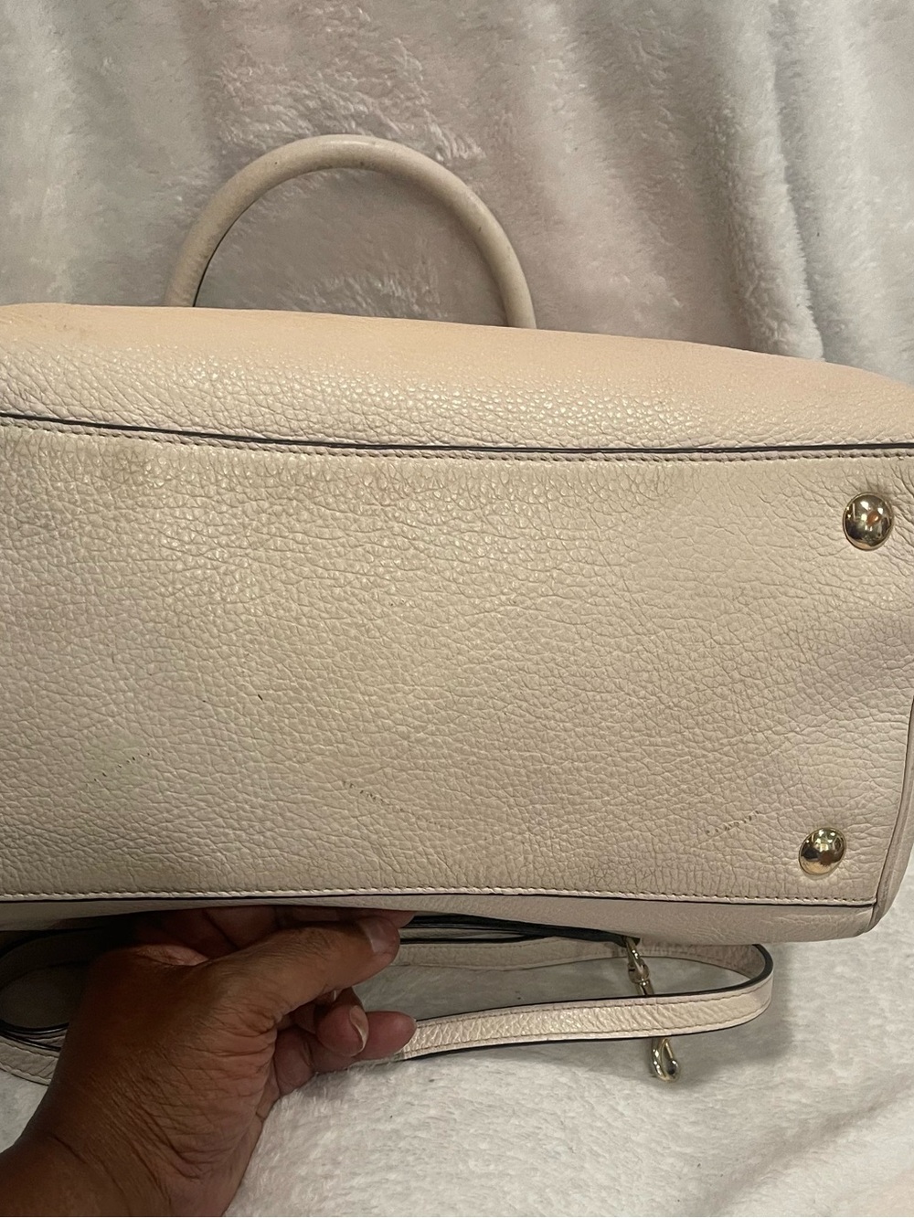 Coach Pebbled Leather Darcie Satchel in Light Beige - Picture 4 of 6